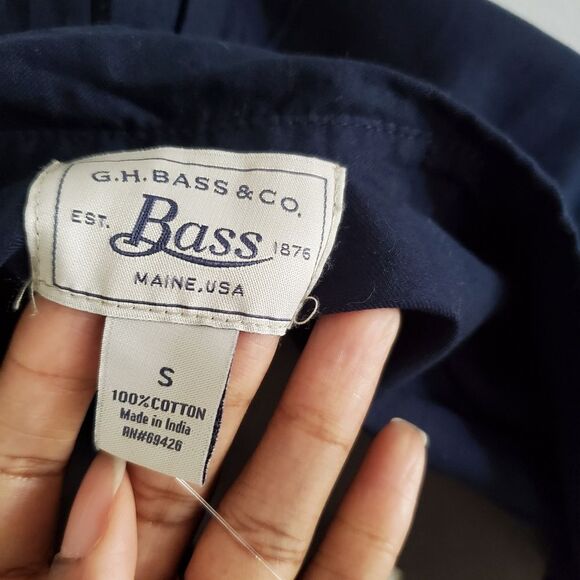 NWT GH Bass & Co Women's Button-down Shirt Small Navy Cotton Basic Classic - Picture 7 of 9